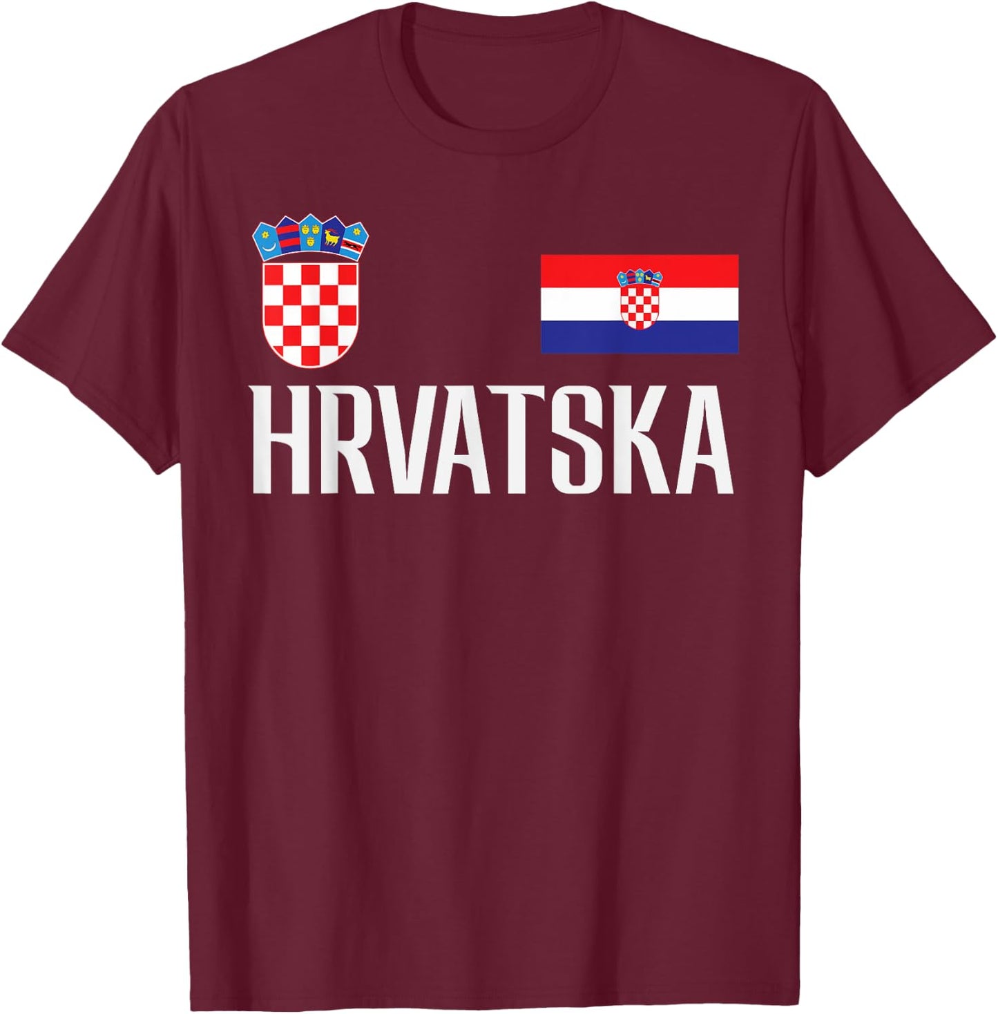 Croatia Flag Hrvatska Football Soccer Fan Men Women Kids T-Shirt - T-Shirt | Maroon