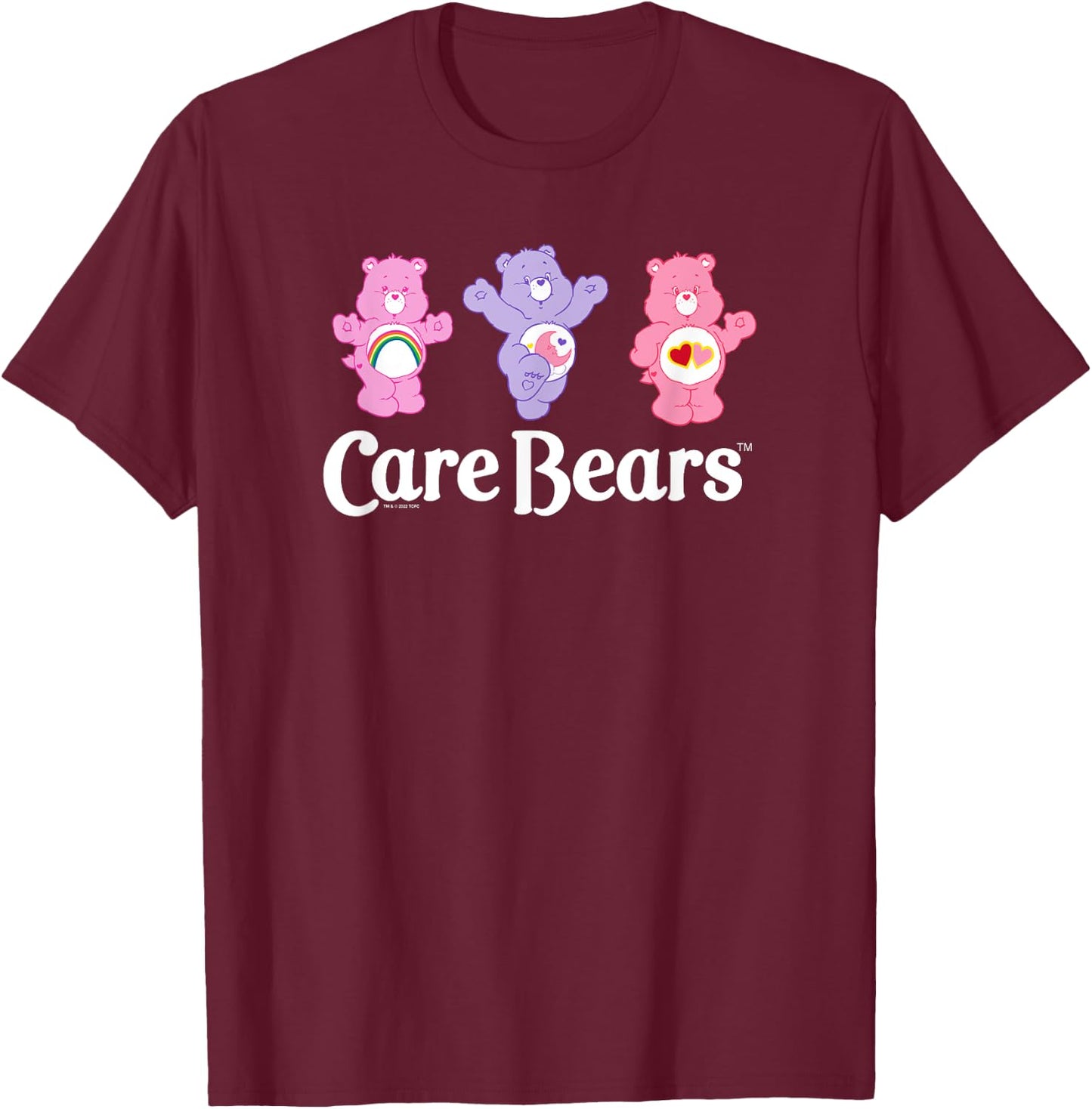 Care Bears Love-a-Lot Cheer & Sweet Dreams Bear Vintage Logo , Black, S T-Shirt - T-Shirt | Maroon