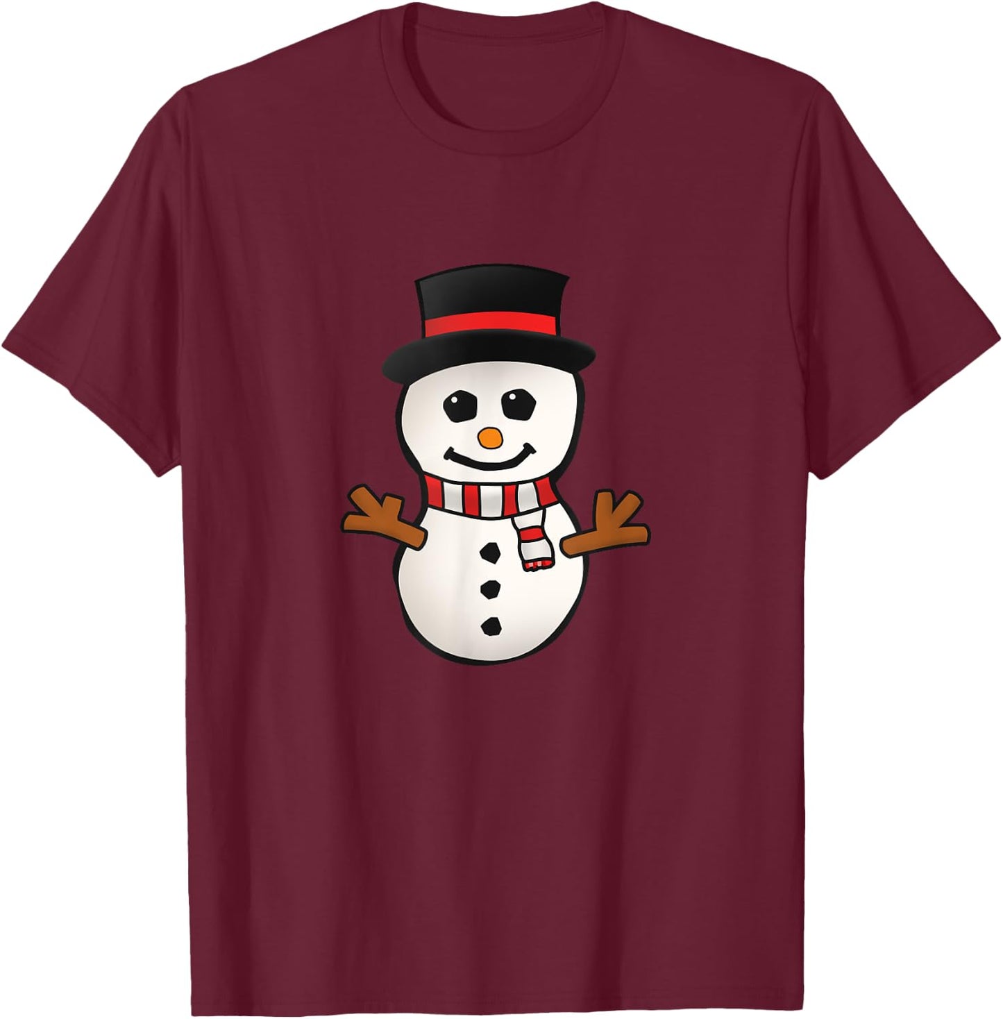 Cute Snowman Holiday Gift T-Shirt - T-Shirt | Maroon