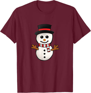 Cute Snowman Holiday Gift T-Shirt - T-Shirt | Maroon