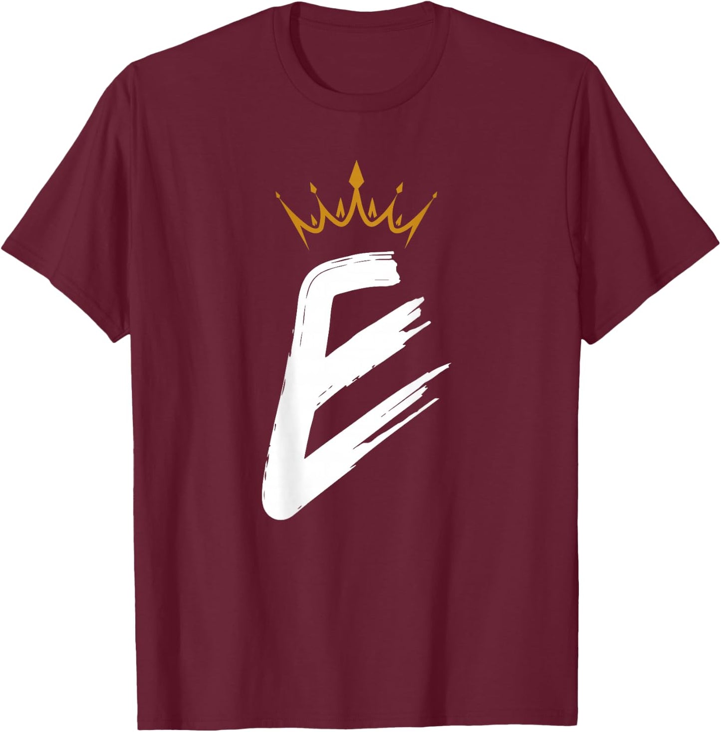 Queen King Letter E - BACKSIDE Letter With Crown Alphabet T-Shirt - T-Shirt | Maroon