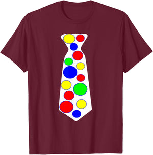 Jumbo Tie Clown Costume Shirt Multi Colored Polka Dots T-Shirt - T-Shirt | Maroon