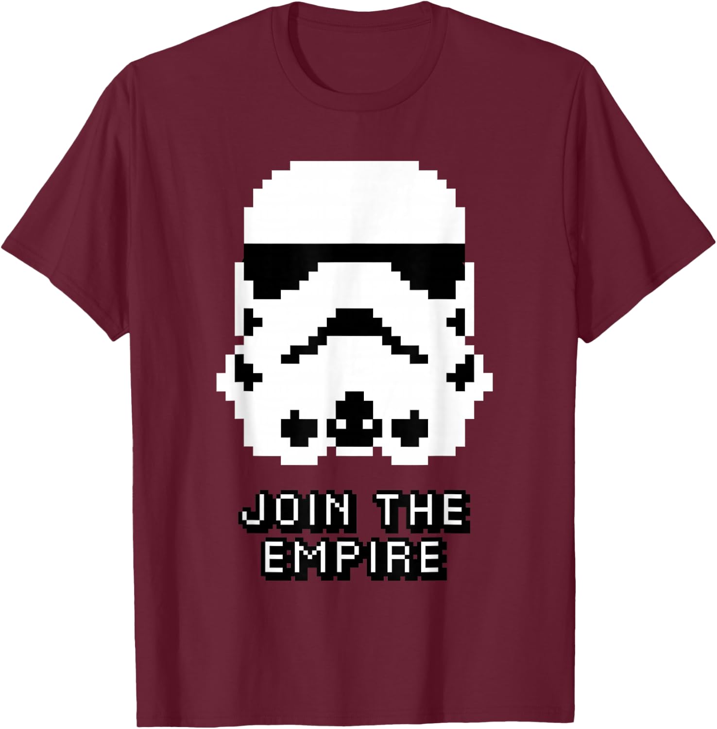 Star Wars Stormtrooper Big Face Pixel Art Join The Empire T-Shirt - T-Shirt | Maroon