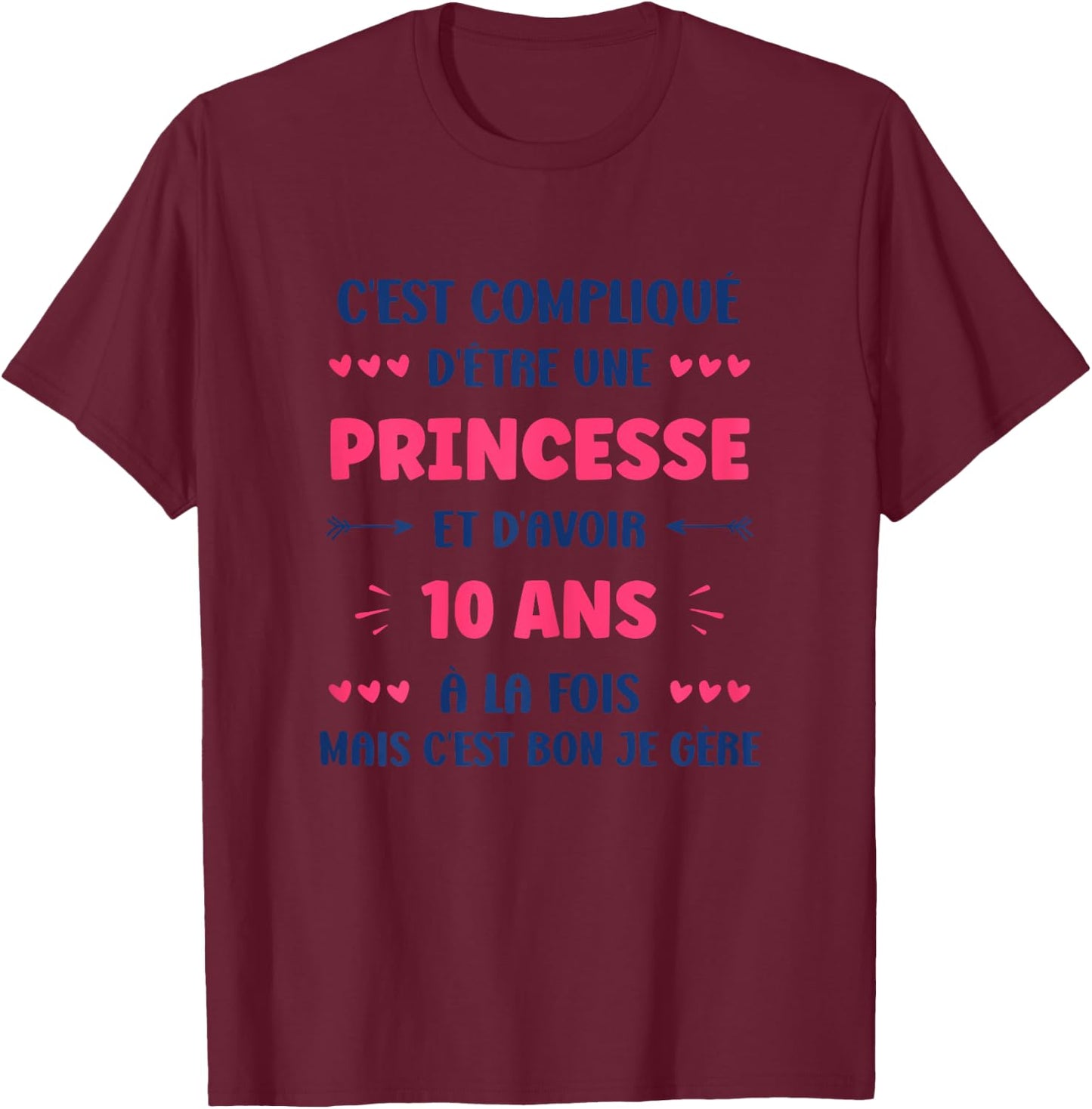 Funny Girl 10 Years Princess Birthday 10 Years T-Shirt - T-Shirt | Maroon