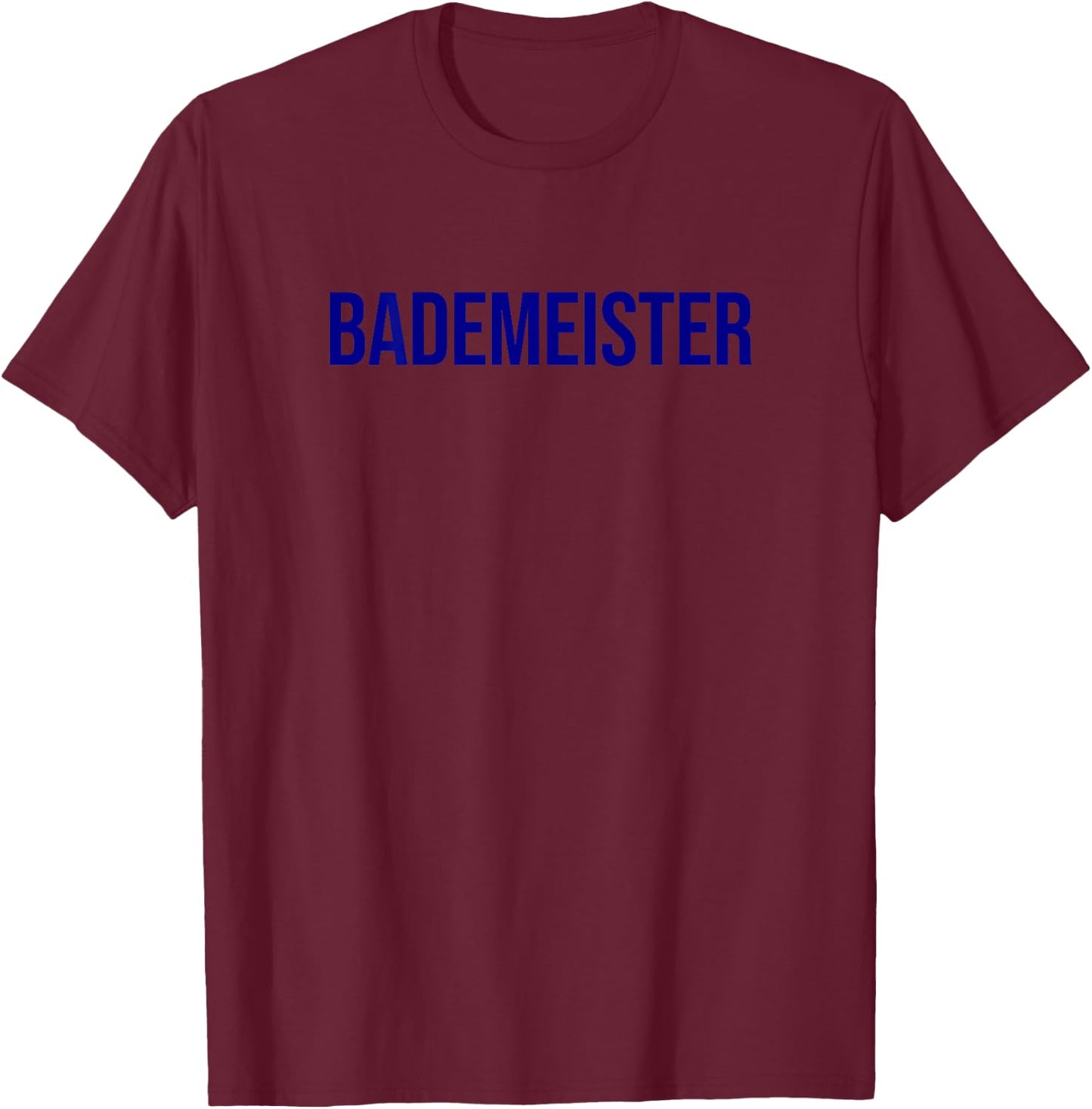 Rücken Aufdruck Hinten Blauer Schriftzug Bademeister T-Shirt - T-Shirt | Maroon