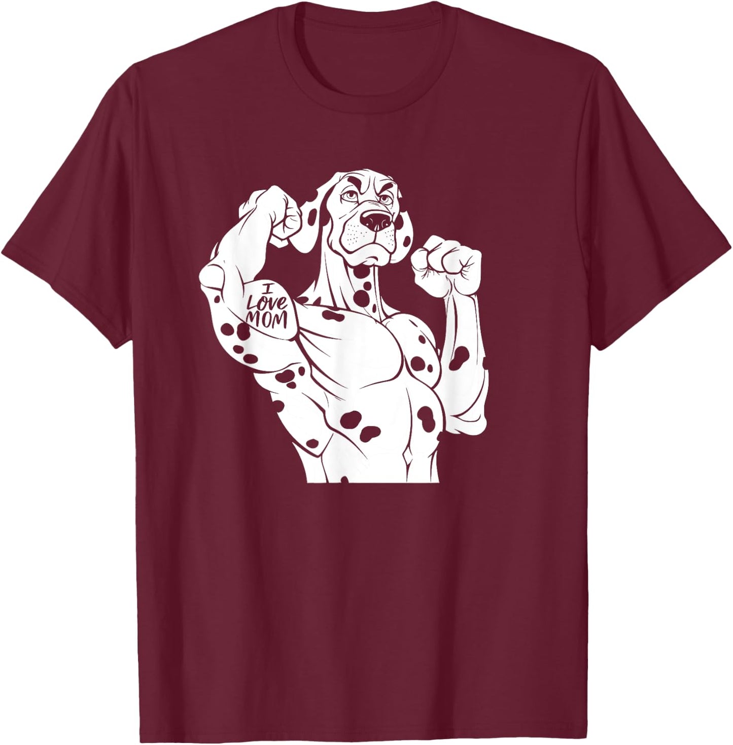 Dog Breed Biceps Tattoo - Four-Legged Dog Dalmatian , black, S T-Shirt - T-Shirt | Maroon