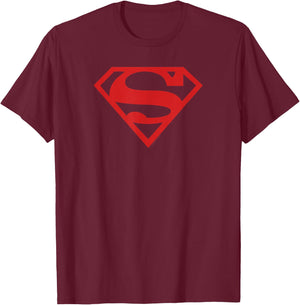Superman Red on Black Shield T-Shirt - T-Shirt | Maroon