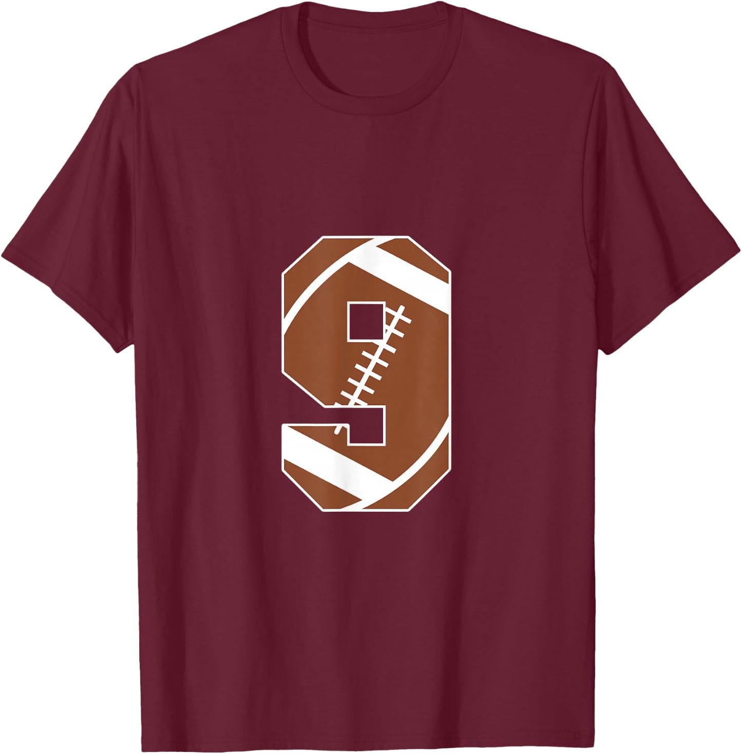 9th Birthday Kids Football Birthday Party 9 Years Old Boys T-Shirt - T-Shirt | Maroon