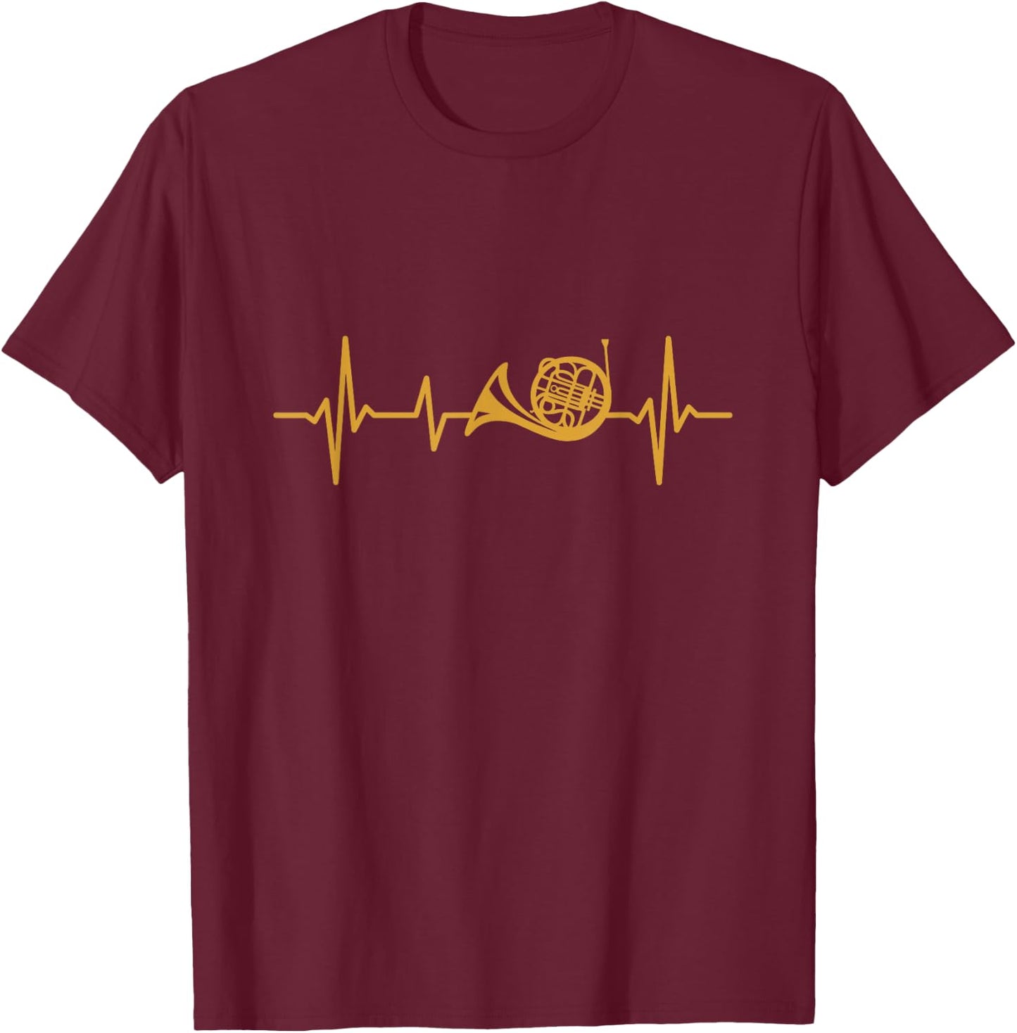 Waldhornist Herzschlag Waldhorn T-Shirt - T-Shirt | Maroon