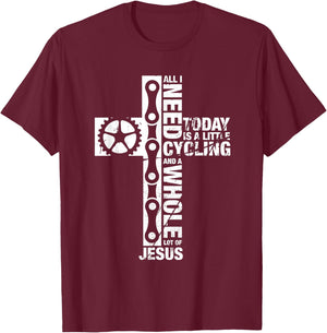Bluetonic Cycling All I Need Is Cycling And Jesus Christian Religious Gifts T-Shirt - T-Shirt | Maroon