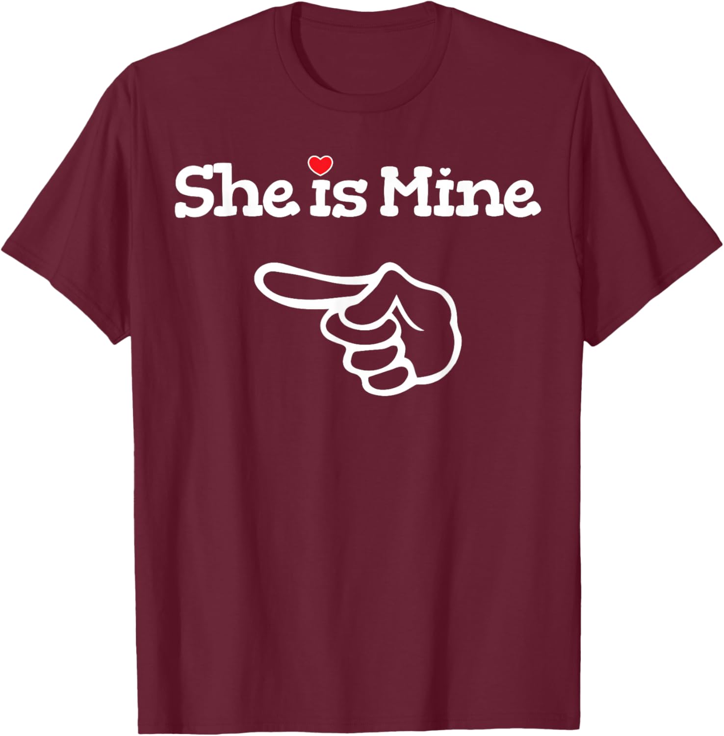 She is Mine Matching Couple Shirts Outfits - Couples T-Shirt - T-Shirt | Maroon