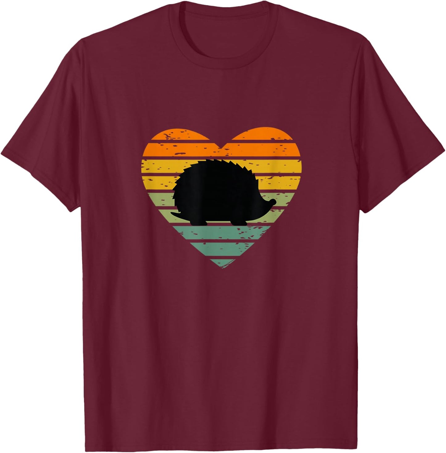 Ich Liebe Igel Retro Herz Tierfreund Igelfan Kinder Igel T-Shirt - T-Shirt | Maroon