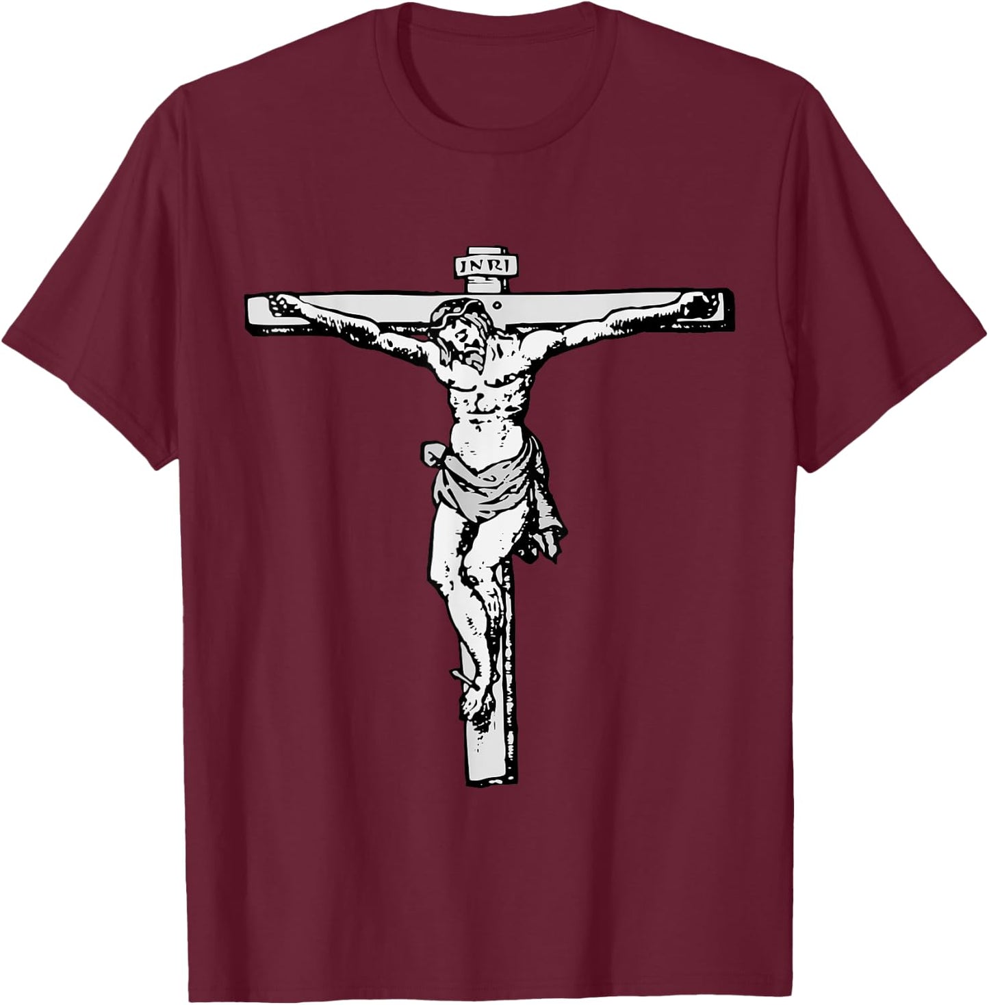 Lord Jesus Christ of Nazareth Crucifix INRI Cross T-Shirt - T-Shirt | Maroon