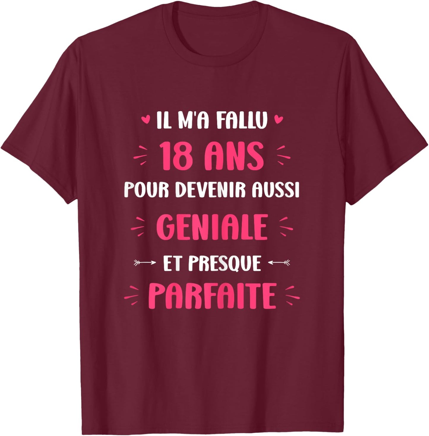 Funny Awesome 18 Years Woman Birthday 18 Years , Black, Female X-Small T-Shirt - T-Shirt | Maroon