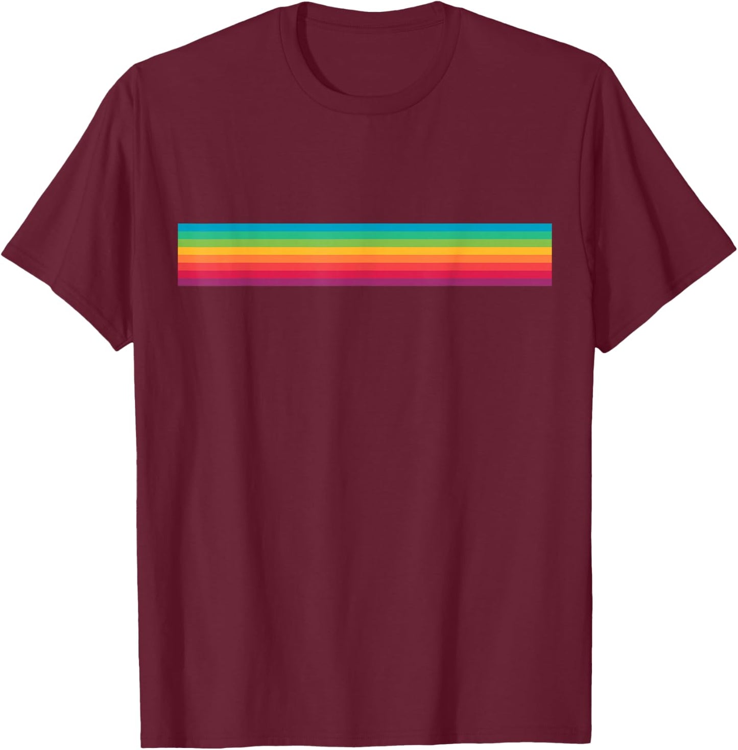 Regenbogen Bunte Streifen | Linien Standard T-Shirt - T-Shirt | Maroon