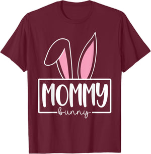 Funny Mommy Bunny Happy Easter Family Matching T-Shirt - T-Shirt | Maroon