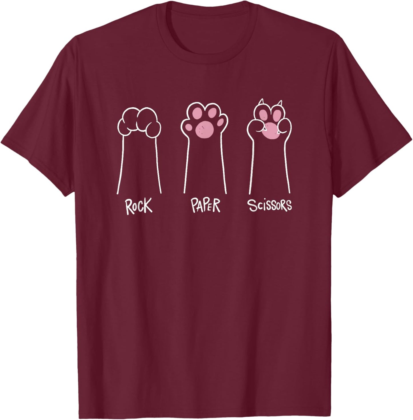 Ciseaux en papier minimaliste Motif pattes de chat T-Shirt - T-Shirt | Maroon