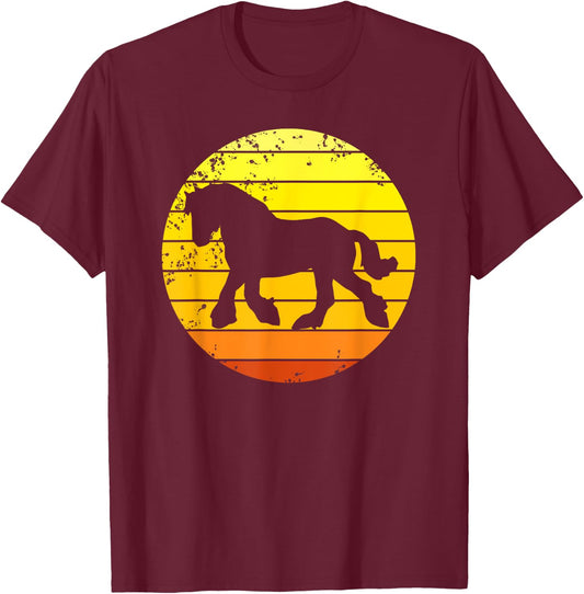 Shire Horse Draft Horses Coldblood Draught Retro T-Shirt - T-Shirt | Maroon