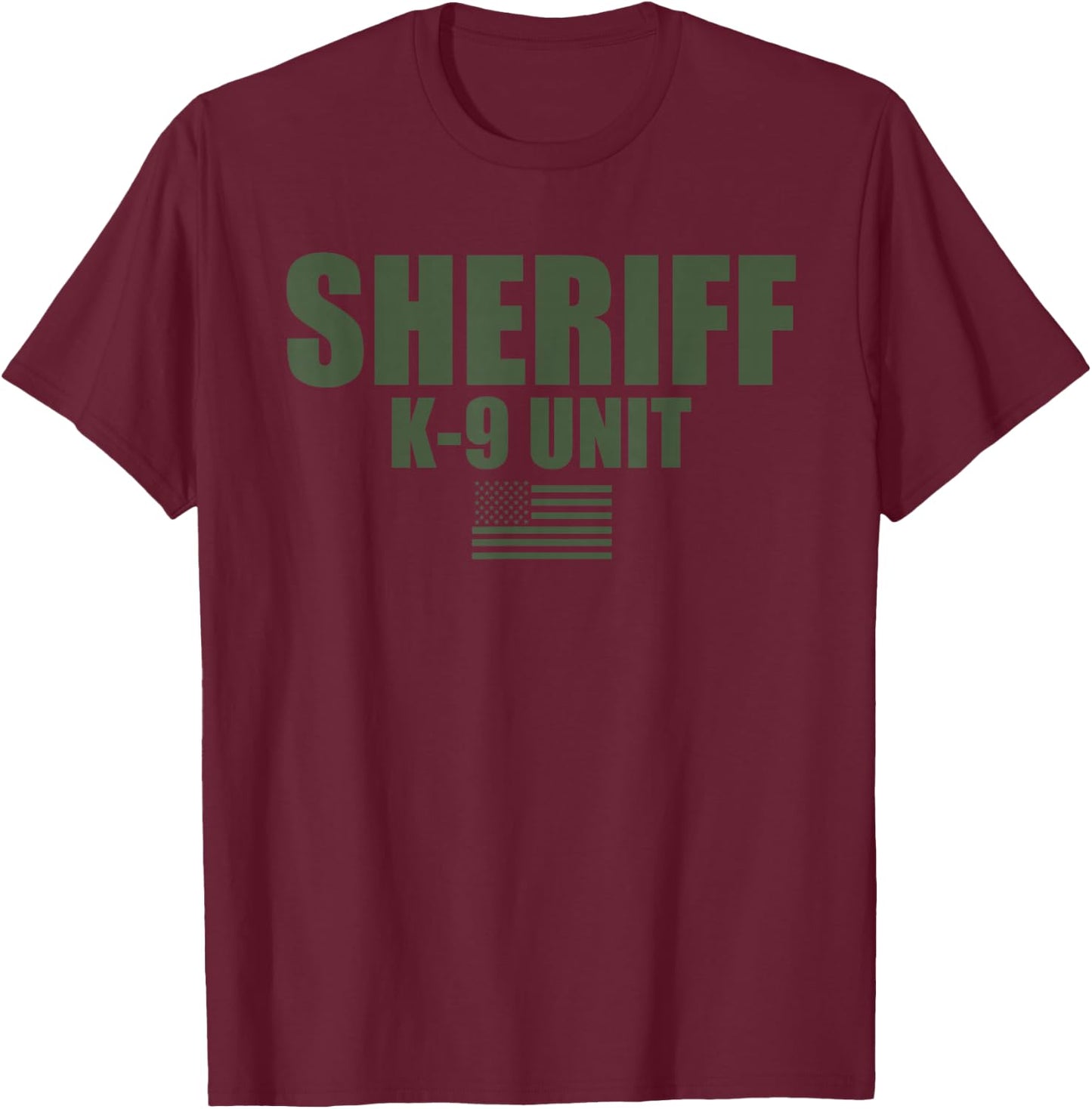 Sheriff K-9 Unit Police Flag Uniform T-Shirt - T-Shirt | Maroon