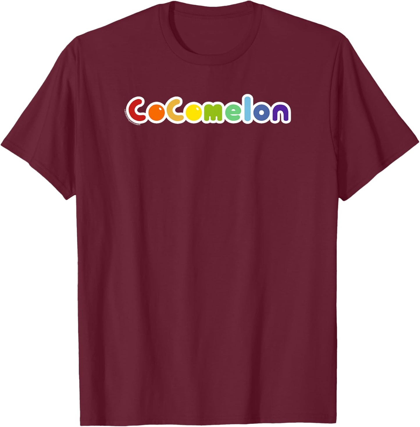 CoComelon Classic Rainbow Text Centered T-Shirt - T-Shirt | Maroon