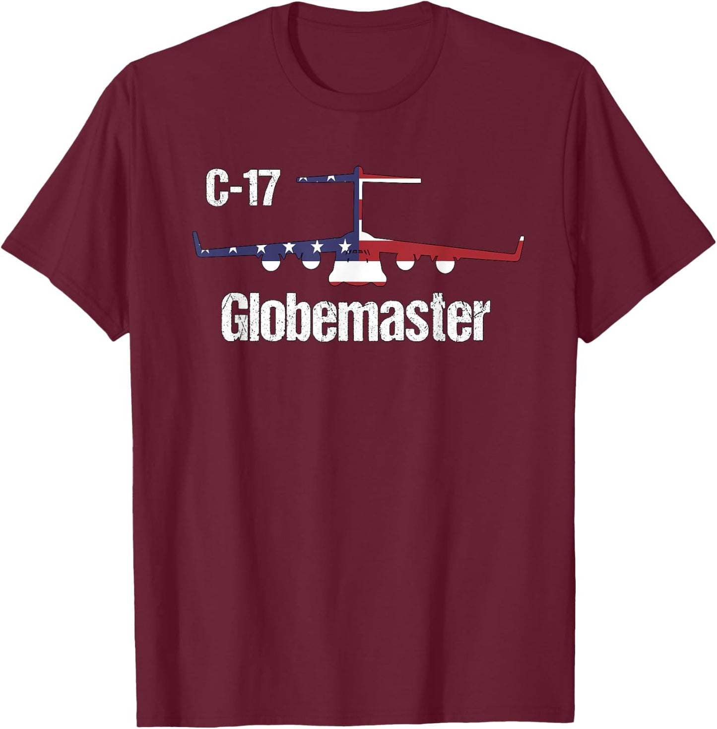 C17 Globemaster Air Force Pilot Gifts American Flag Aviation T-Shirt - T-Shirt | Maroon