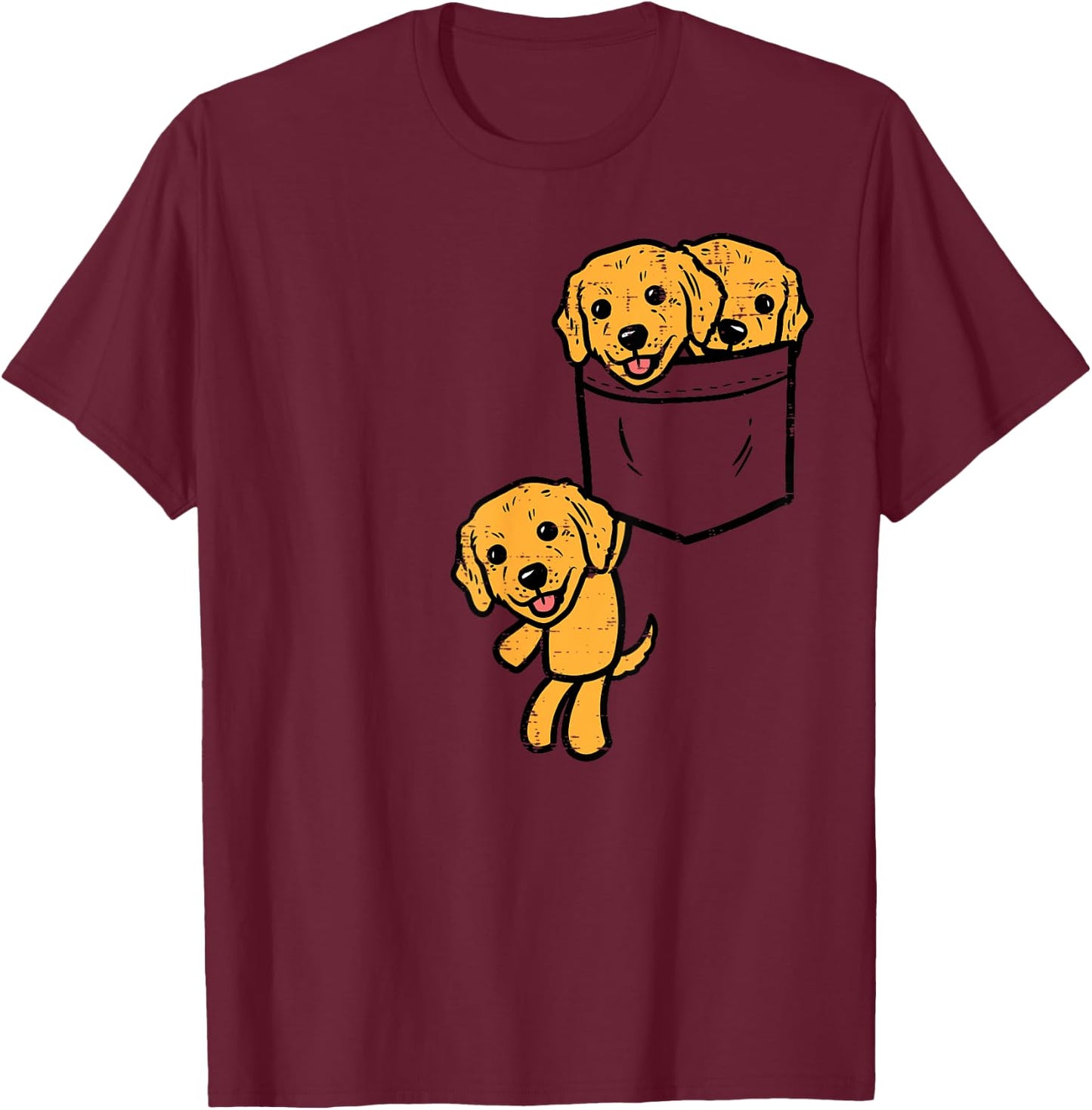 Pocket Golden Retriever Puppies Cute Dog Lover Owner Gift T-Shirt - T-Shirt | Maroon