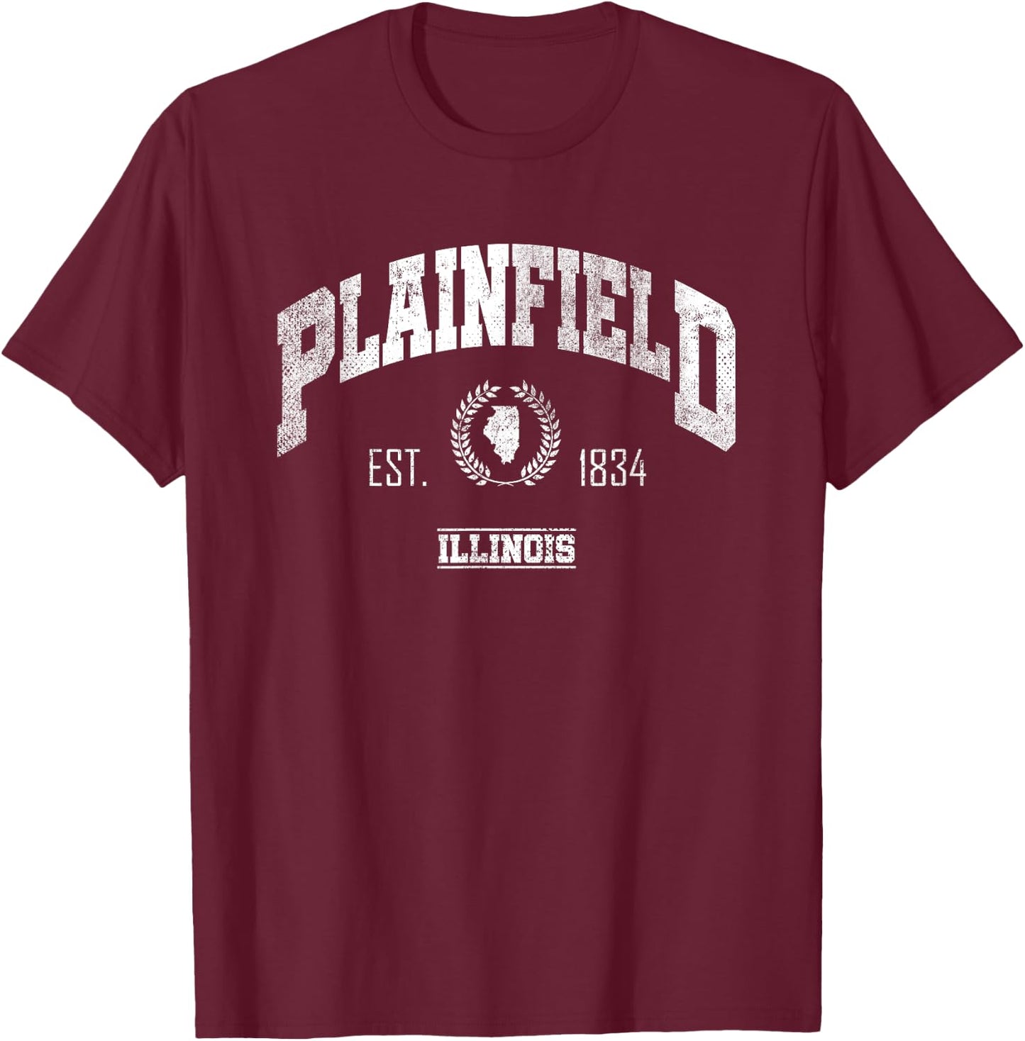 Plainfield IL | Illinois | Vintage Throwback T-Shirt - T-Shirt | Maroon