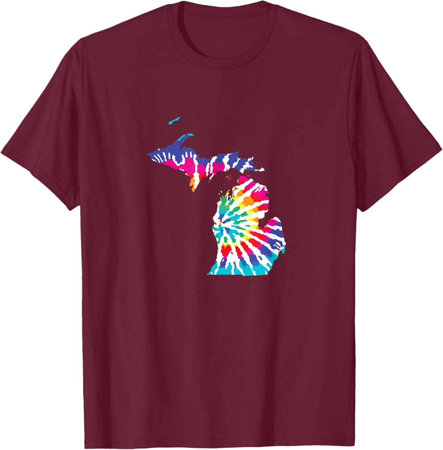 Michigan is Home Tie Dye State Pride T Shirt T-Shirt - T-Shirt | Maroon