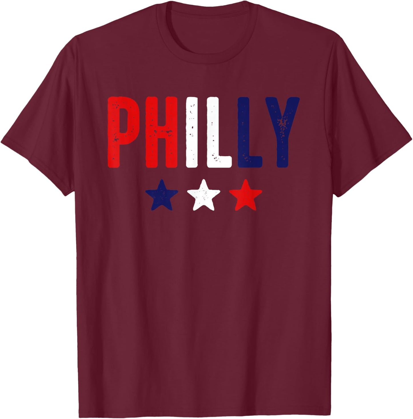 Philadelphia Red White Blue Stars 4th of July Patriotic Gift Kids Men T-Shirt - T-Shirt | Maroon
