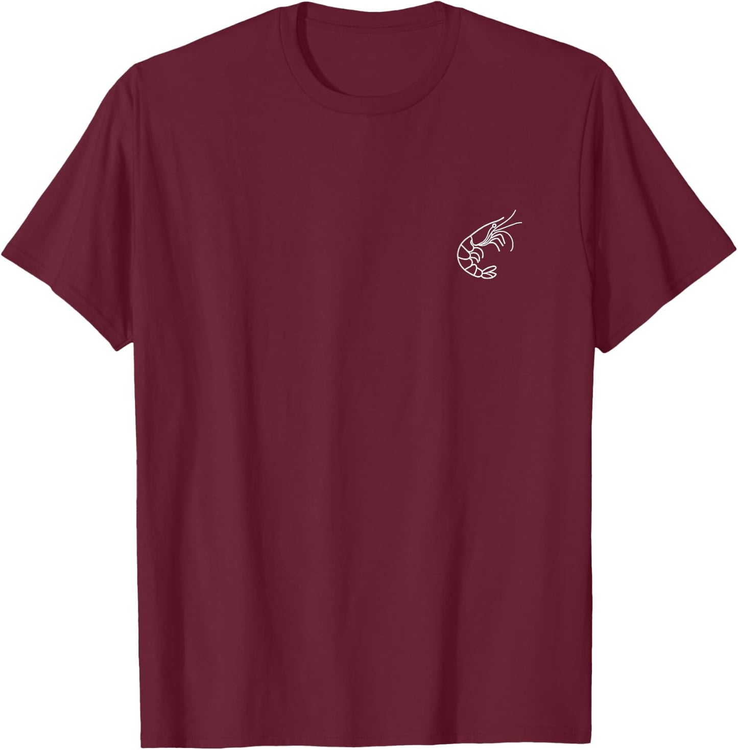 Small Crustacean Shrimp Cute Minimalist Simple Shrimp T-Shirt - T-Shirt | Maroon