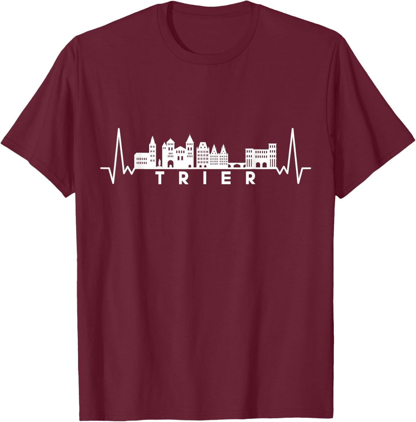 Herzschlag Skyline Deutschland Trier T-Shirt - T-Shirt | Maroon