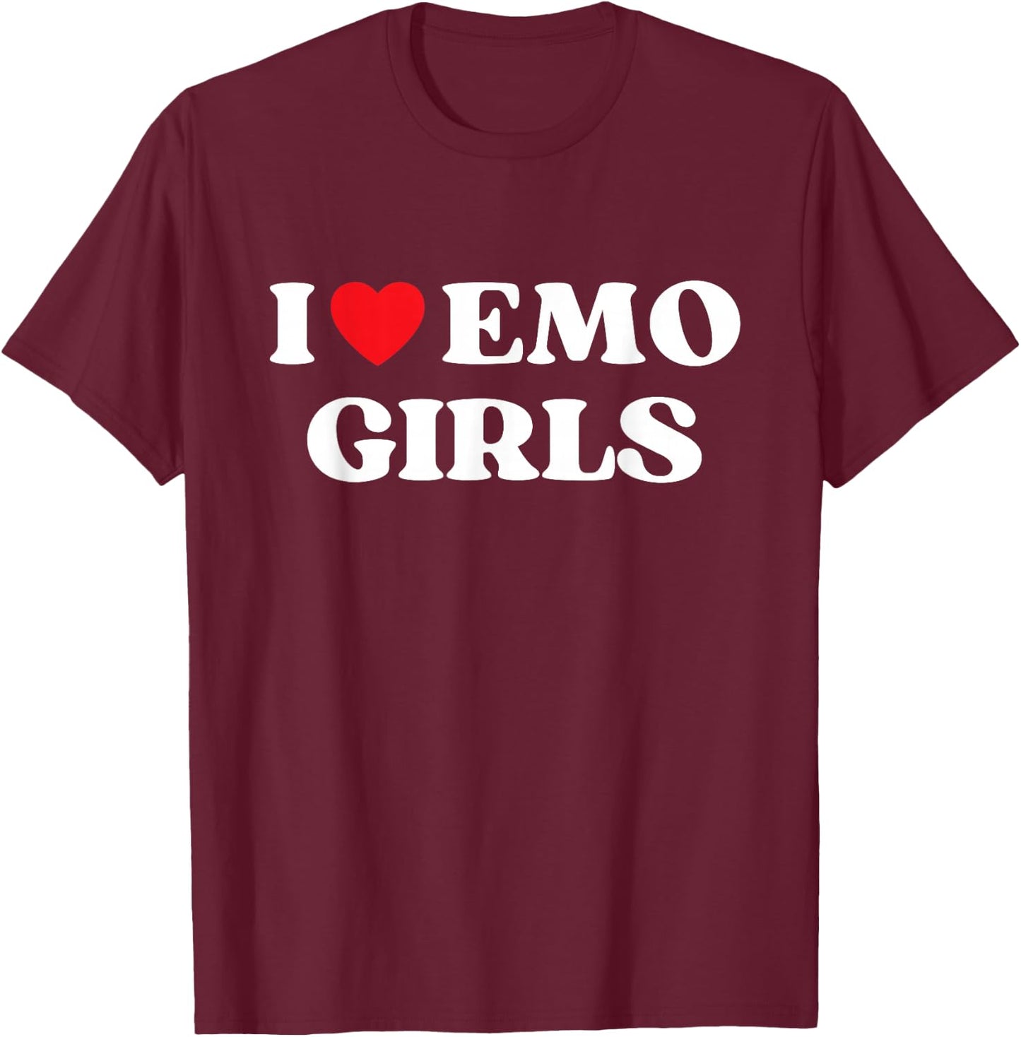 I Heart Emo Girls Funny Quote Red Heart Emo Girl Style T-Shirt - T-Shirt | Maroon