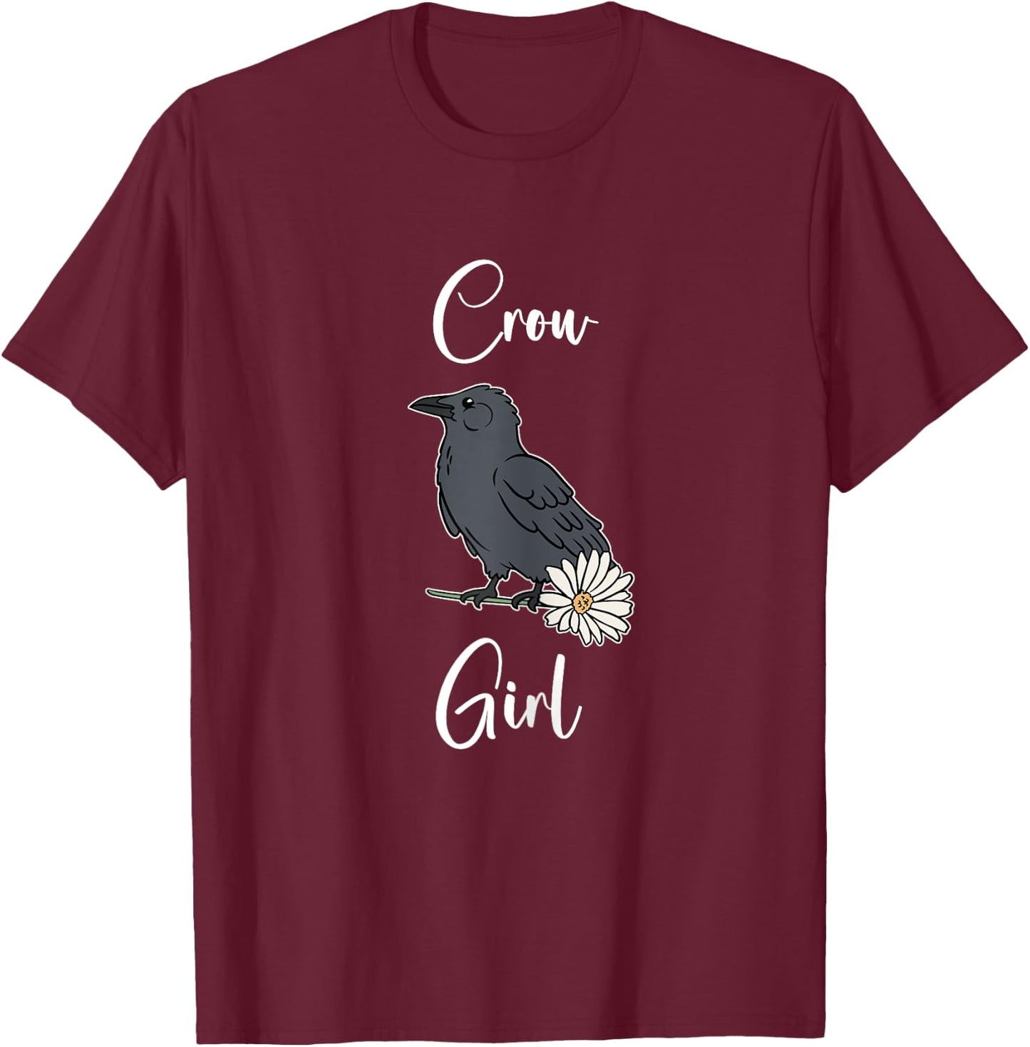 Crow Girl Shirt Cute Cartoon Crow I Love Crows T-Shirt - T-Shirt | Maroon