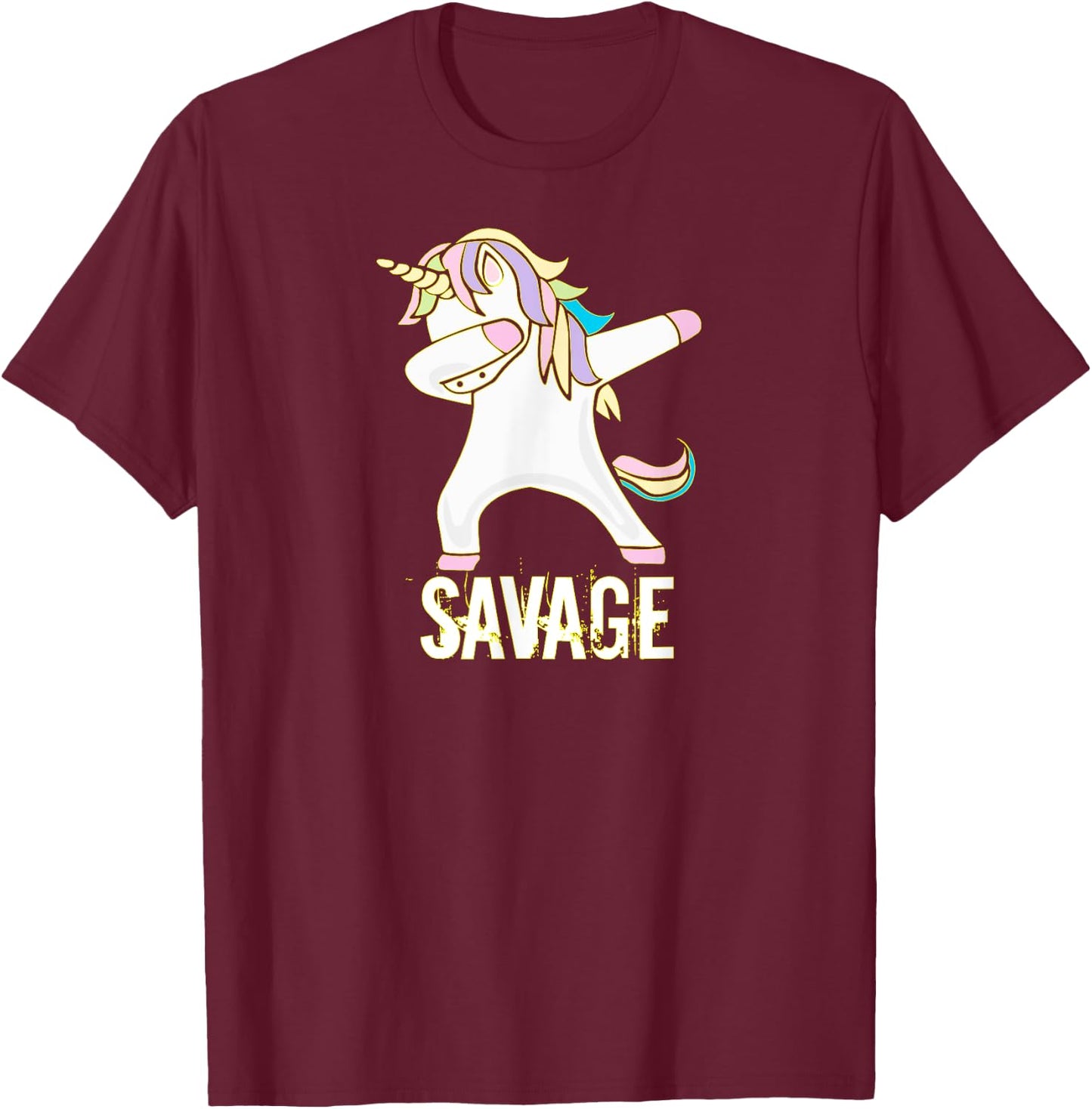 Savage Unicorn Shirt for Youth Adult Women Girls T-Shirt - T-Shirt | Maroon