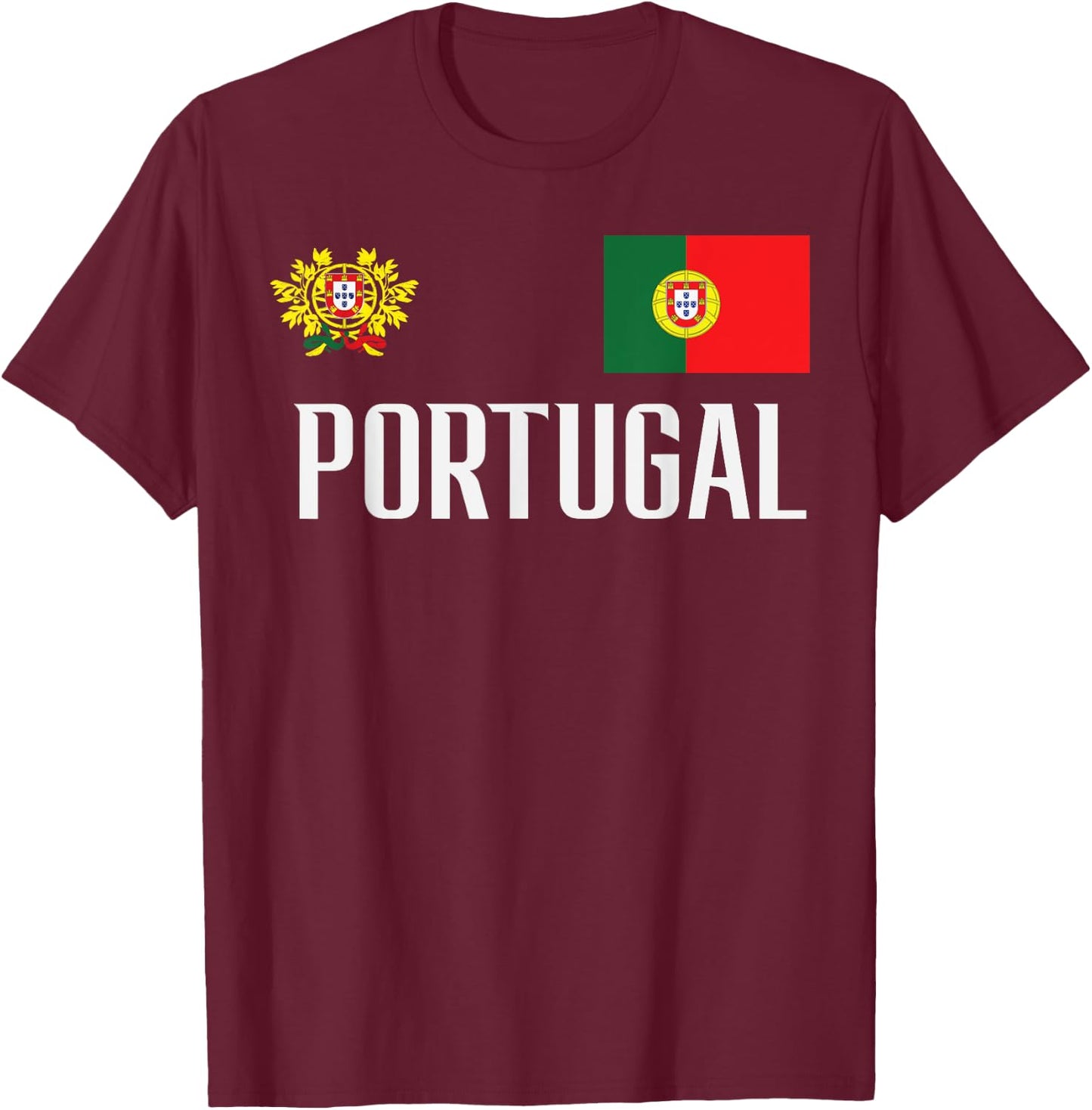 Portugal Flag Portuguese Football Soccer Fan Men Women Kids T-Shirt - T-Shirt | Maroon
