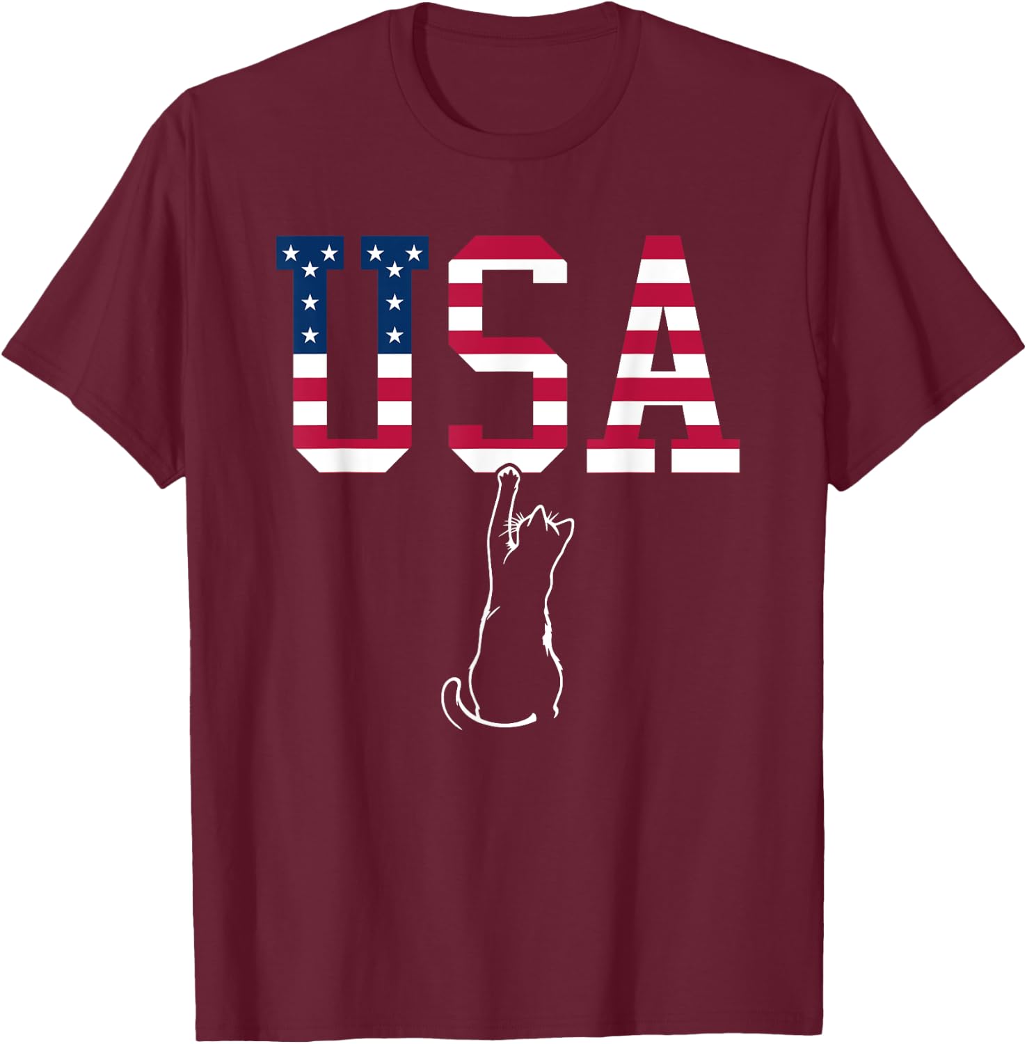 Funny USA Cat Shirt | Funny USA Shirt | USA Kitten T-Shirt - T-Shirt | Maroon