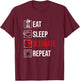Eat Sleep Ultimate Repeat, Funny Ultimate Frisbee T-Shirt - T-Shirt | Maroon