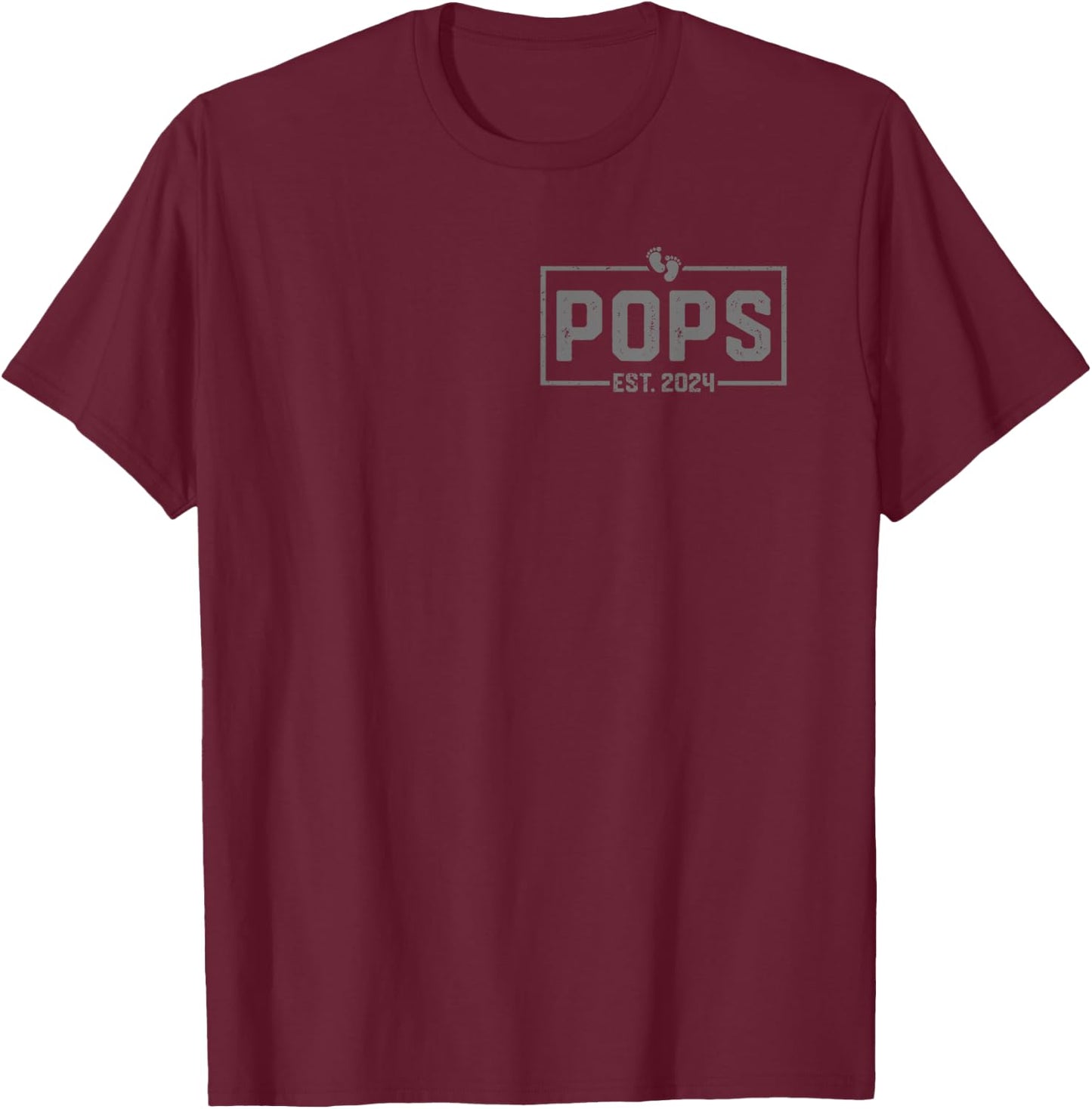 Pops Est. 2024 Pops 2024 Logo New Grandpa Fathers Day T-Shirt - T-Shirt | Maroon