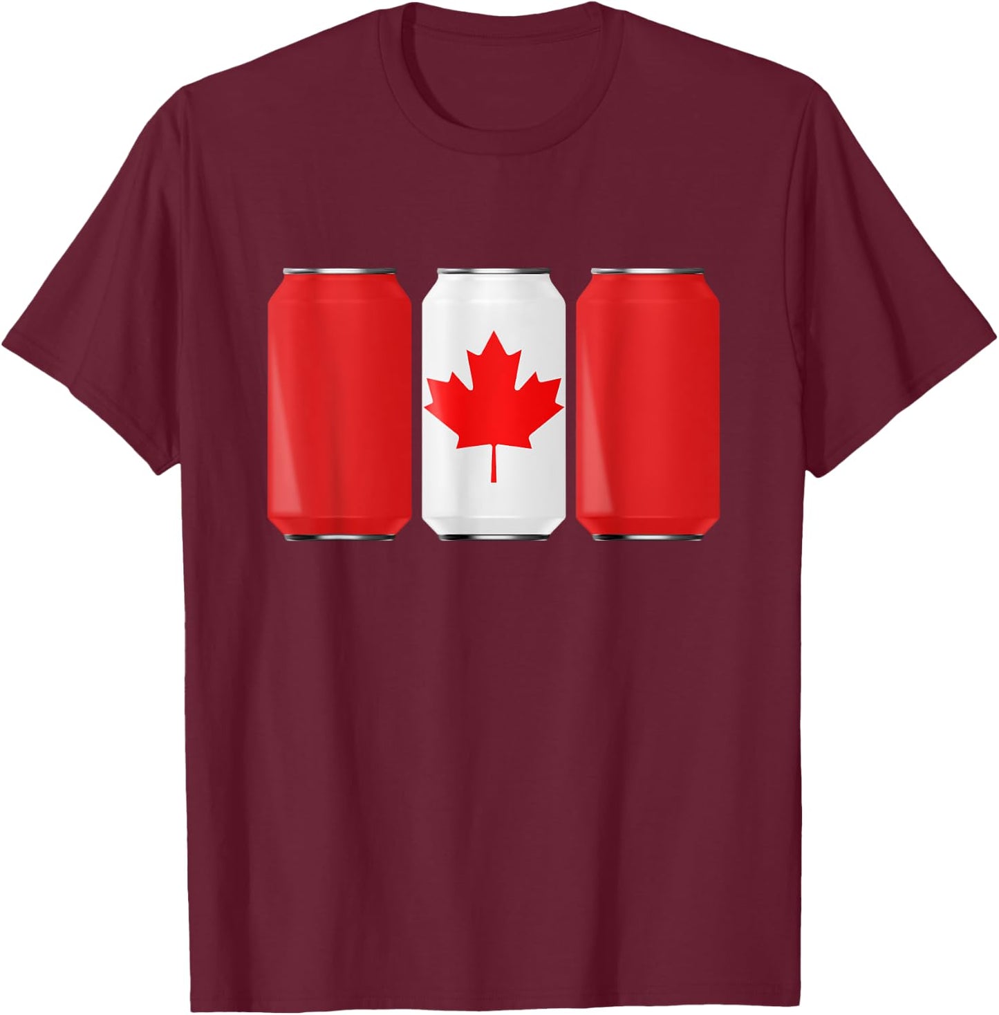 Patriotic Beer Cans Canada w/ Canadian Flag Women Men T-Shirt - T-Shirt | Maroon
