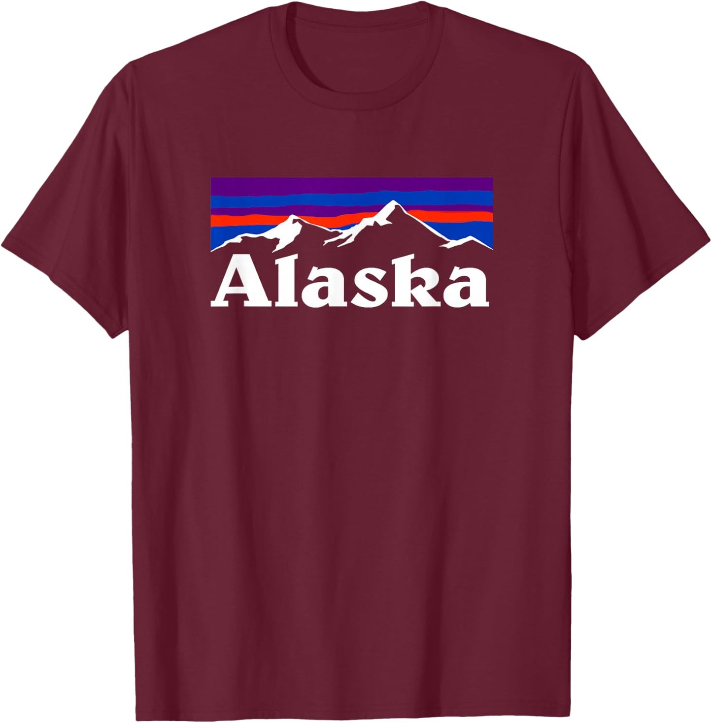 Alaska Retro Vintage Mountains & Outdoors Wilderness State T-Shirt - T-Shirt | Maroon