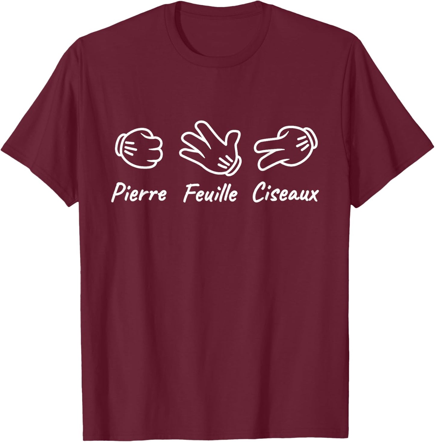 Humor Chifoumi Stone Leaf Scissors Hand Game , Black, S T-Shirt - T-Shirt | Maroon