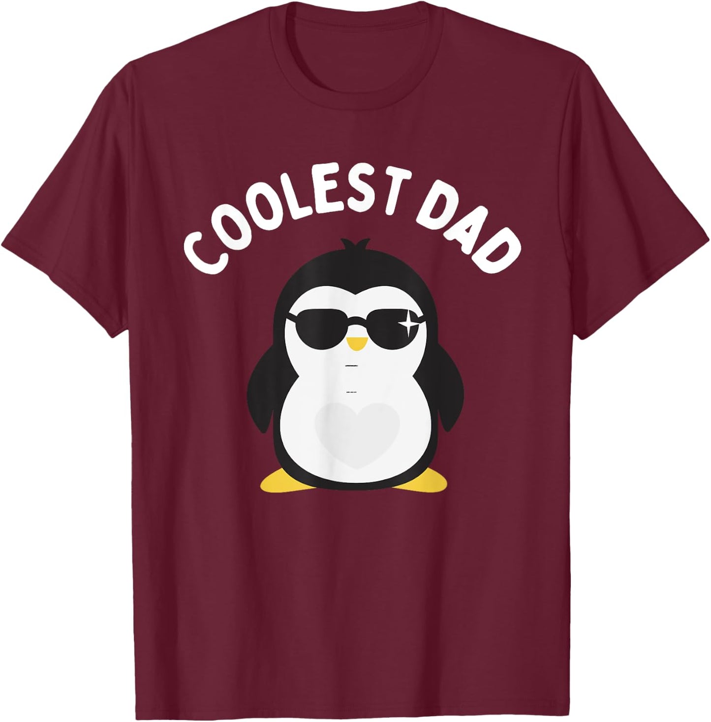 The Coolest Dad Cool Penguin Design By Dangerous Dad Gifts T-Shirt - T-Shirt | Maroon