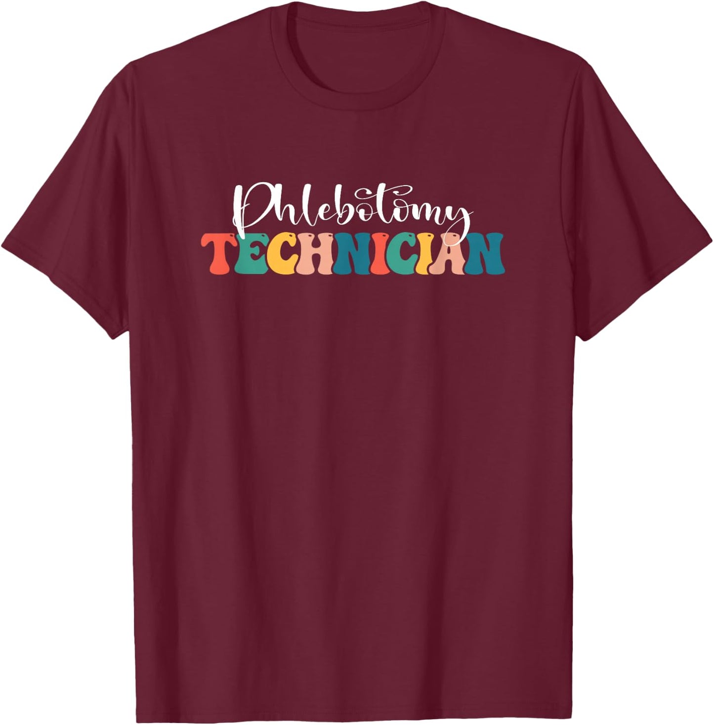 Retro Phlebotomy Technician Leopard Print Phlebotomist Women T-Shirt - T-Shirt | Maroon
