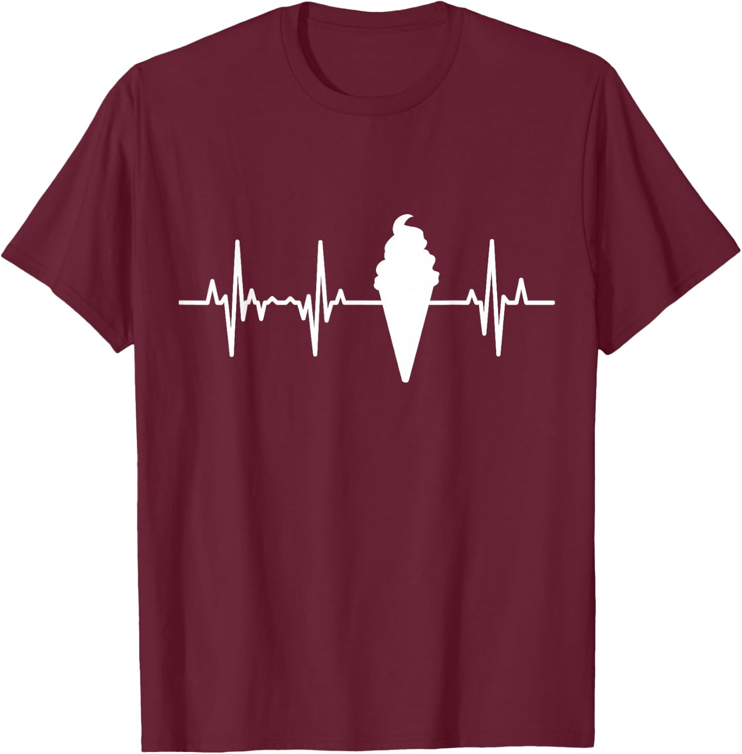 Eistüte Herzlinie EKG Eisverkäufer Herzklopfen Eis T-Shirt - T-Shirt | Maroon