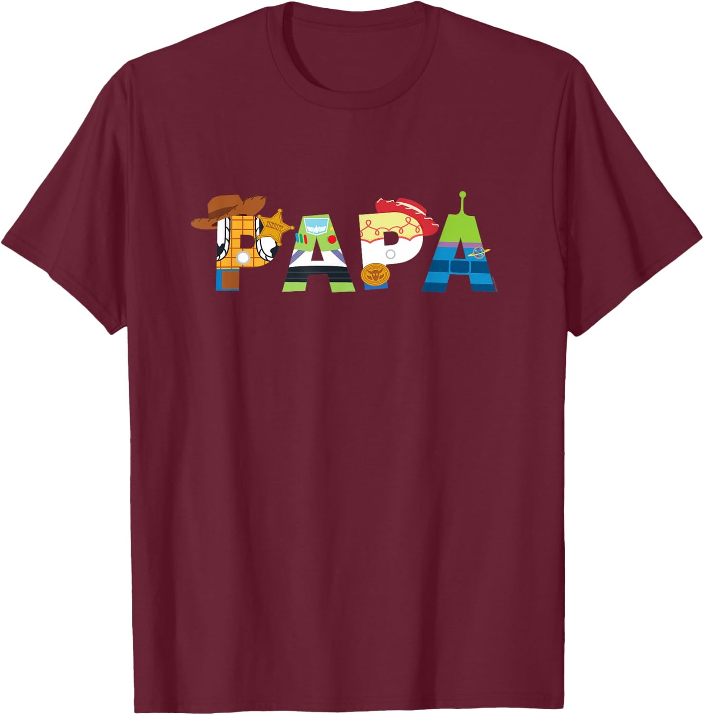 Disney and Pixar's Toy Story Papa Father's Day Dad Birthday , Black, S T-Shirt - T-Shirt | Maroon