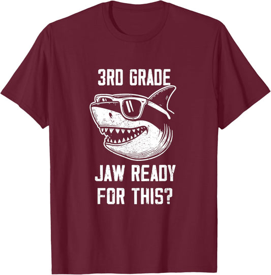 3RD Grade Jaw Ready For This Kids Shark Ocean Wildlife T-Shirt - T-Shirt | Maroon