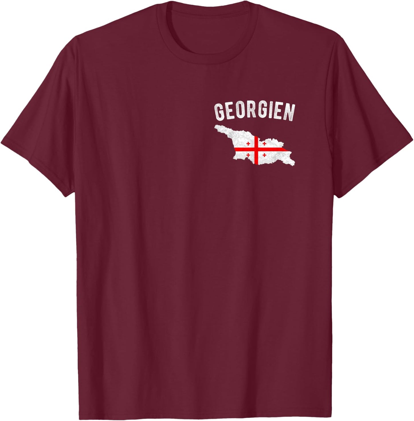 Georgia Flag in the Outline of Georgia , black T-Shirt - T-Shirt | Maroon