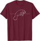 Manatee Line Art Ocean Lover T-Shirt - T-Shirt | Maroon