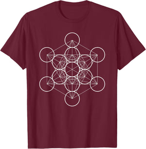 Sacred Geometry - Flower of life (Fruit of Life) T-Shirt - T-Shirt | Maroon