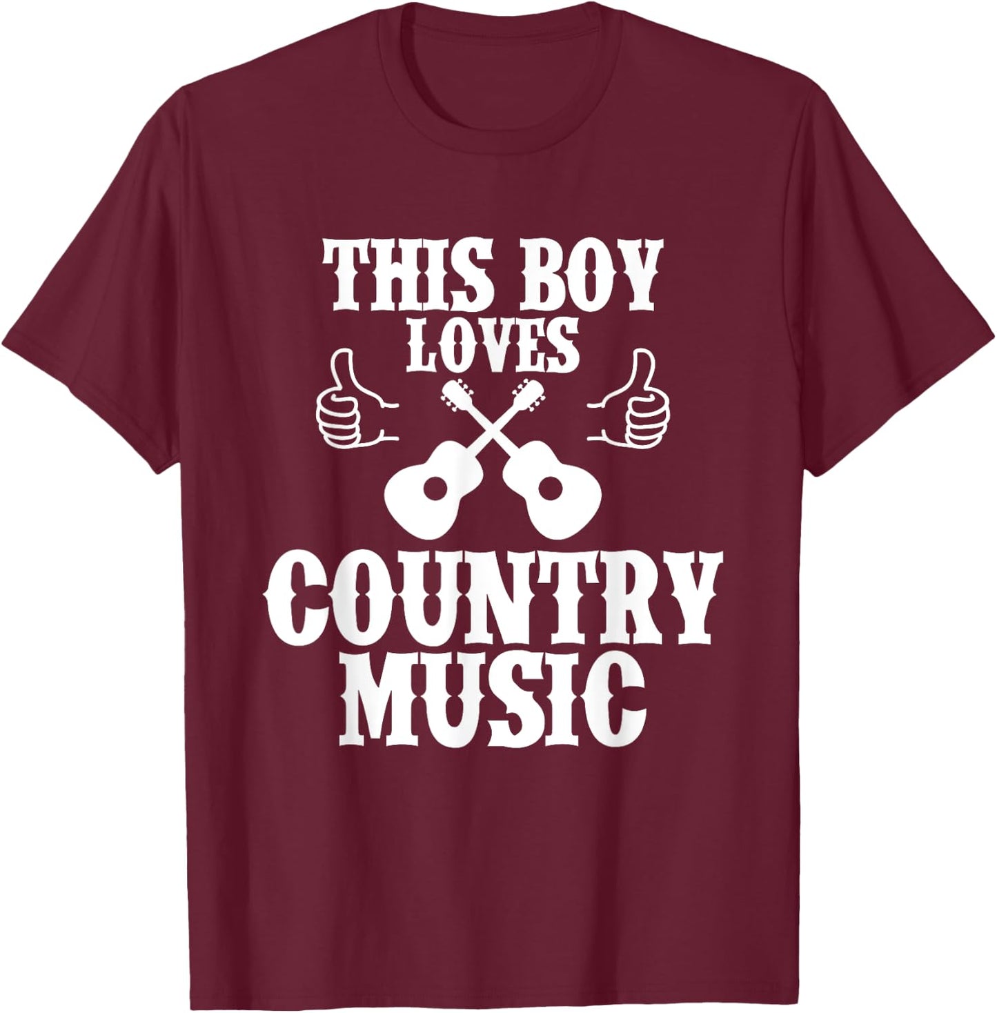 Country This Boy Loves Country Music Western US Campfire T-Shirt - T-Shirt | Maroon